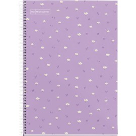 Cuaderno Profesional Cuadro Chico Miquelrius Flores 80 Hojas Violeta