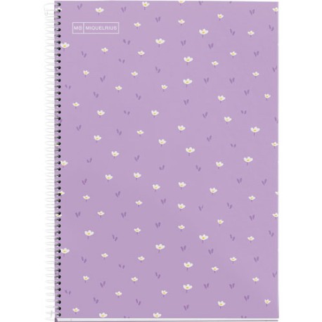 Cuaderno Profesional Cuadro Chico Miquelrius Flores 80 Hojas Violeta
