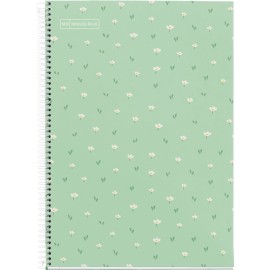 Cuaderno Profesional Cuadro Chico Miquelrius Flores 80 Hojas Verde