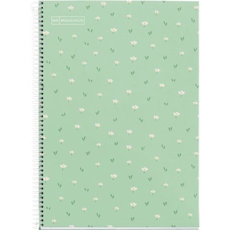 Cuaderno Profesional Cuadro Chico Miquelrius Flores 80 Hojas Verde