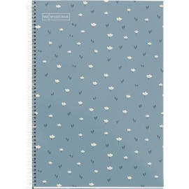 Cuaderno Profesional Cuadro Chico Miquelrius Flores 80 Hojas Azul