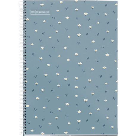 Cuaderno Profesional Cuadro Chico Miquelrius Flores 80 Hojas Azul