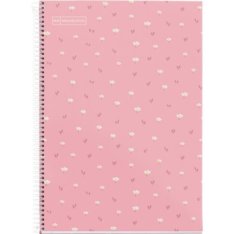 Cuaderno Profesional Cuadro Chico Miquelrius Flores 80 Hojas Rosa