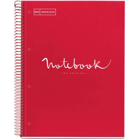 Cuaderno Forma Francesa Cuadro Chico Miquelrius Emotions 120 Hojas Rojo