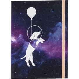 Libreta Eolica Perrito Fondo Galaxia 13x18cm