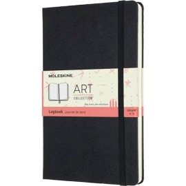Moleskine Libreta 13X21Cm Hoja De Puntos Logbook Art, Pasta Dura, Color Negro