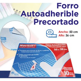 FORRO TRANSPARENTE NAVITEK ADH 50X36CM PRECORTADO C/10HJS
