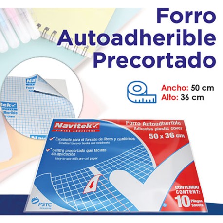 FORRO TRANSPARENTE NAVITEK ADH 50X36CM PRECORTADO C/10HJS