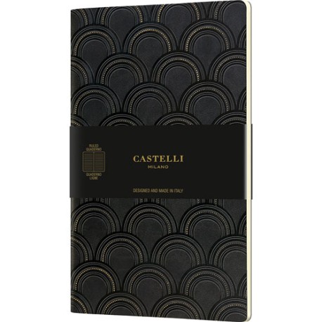 Libreta Castelli 13x21cm Art Deco gold raya 64 hojas