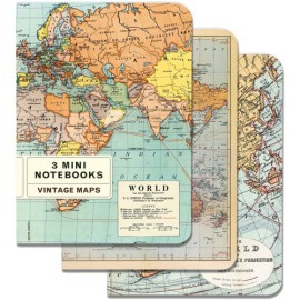 Mini libreta Cavallini Vintage Maps paquete con 3 piezas