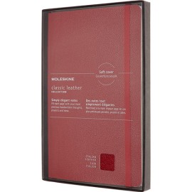 Libreta de Cuero Roja De Rayas 13X21CM