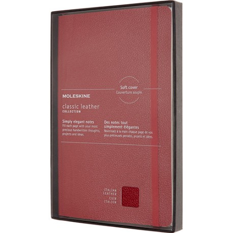 Libreta de Cuero Roja De Rayas 13X21CM