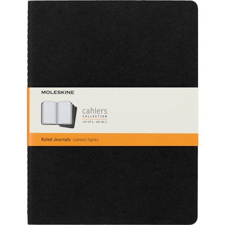 Libreta Moleskine Cahier Negro 19X25 CM de Rayas Paquete Con 3