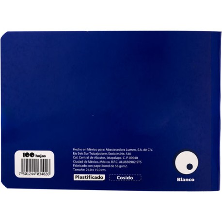 CUADERNO COSIDO FORMA ITALIANA SHOT POINT BLANCO 100 HOJAS