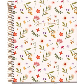 Cuaderno forma francesa MQR Flowers pasta dura raya 120 hojas