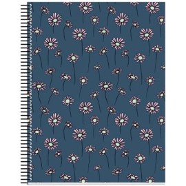 Cuaderno profesional MQR Daisies pasta dura 5mm 120 hojas azul