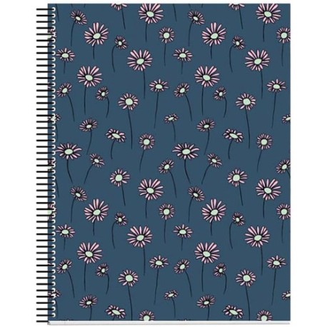 Cuaderno profesional MQR Daisies pasta dura 5mm 120 hojas azul