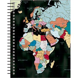 Cuaderno profesional Senfort mapa negro espiral cuadro chico 100 hojas