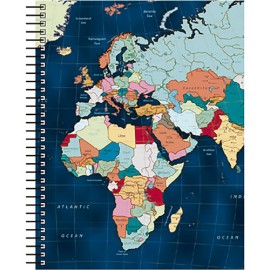 Cuaderno profesional Senfort mapa azul espiral cuadro chico 100 hojas