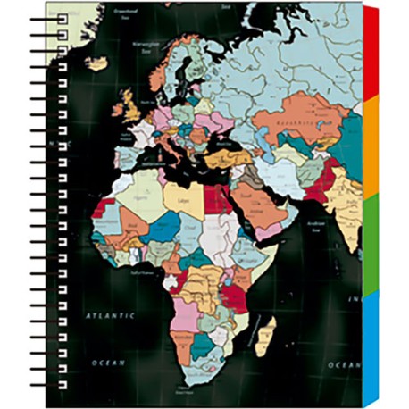 Cuaderno forma francesa Senfort mapa negro espiral cuadro chico 4° Sep 120 hojas