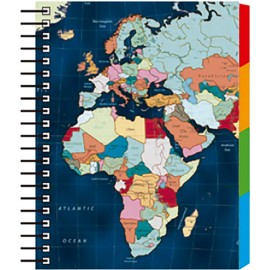 Cuaderno forma francesa Senfort mapa azul espiral cuadro chico 4° Sep 120 hojas