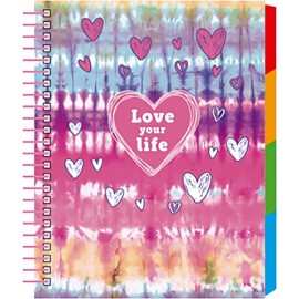 Cuaderno forma francesa Senfort Tie Dye Love espiral cuadro chico 120 hojas
