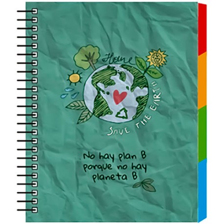 Cuaderno forma francesa Senfort Ecology Save espiral cuadro chico 120 hojas