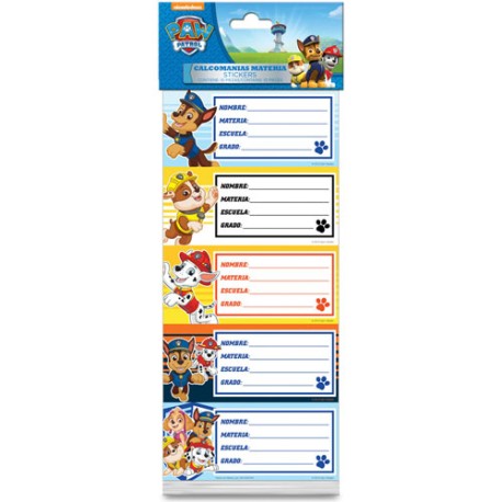 Etiqueta Escolar Granmark Paw Patrol con 10 piezas