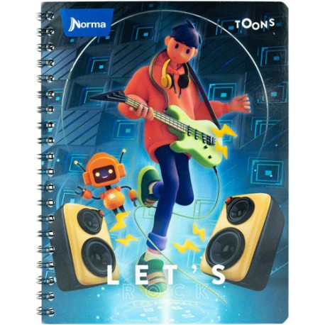 Cuaderno profesional Norma Toons doble arillo cuadro grande 100 hojas