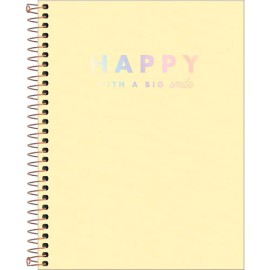 Cuaderno universitario espiral Tilibra Happy 160 hojas de raya amarillo