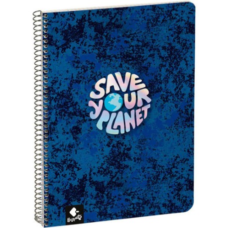 CUADERNO FORMA FRANCESA BUSQUETS SAVE PLANET CUADRO CHICO 80 HOJAS