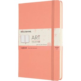 Moleskine Libreta 13X21Cm, Hoja De Puntos Logbook Art, Pasta Dura, Color Coral