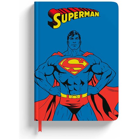 Libreta Geek Superman azul con poster y stickers