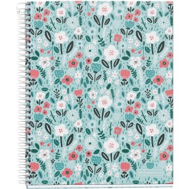 CUADERNO FORMA FRANCESA MIQUELRIUS MINT FLOWERS DB CUADRO CHICO 140 HOJAS
