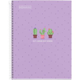 CUADERNO PROFESIONAL PASTA DURA MIQUELRIUS CACTUS LAVANDA RAYA 80 HOJAS