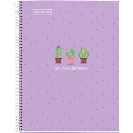 CUADERNO PROFESIONAL PASTA DURA MIQUELRIUS CACTUS LAVANDA RAYA 80 HOJAS