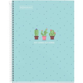 CUADERNO PROFESIONAL PASTA DURA MIQUELRIUS CACTUS AZUL RAYA 80 HOJAS