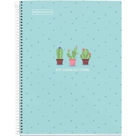 CUADERNO PROFESIONAL PASTA DURA MIQUELRIUS CACTUS AZUL RAYA 80 HOJAS