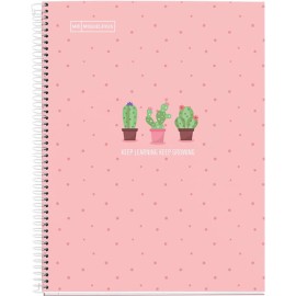 CUADERNO FORMA FRANCESA PASTA DURA MIQUELRIUS CACTUS ROSA RAYA 80 HOJAS
