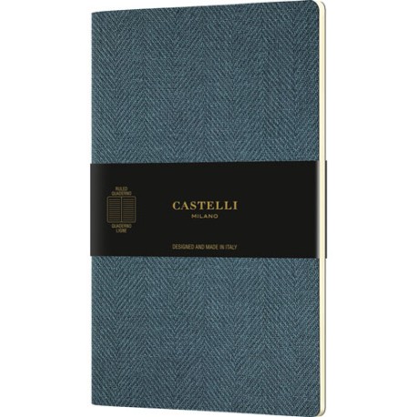 Libreta Castelli 13x21cm Harris Slate Bl raya 64 hojas
