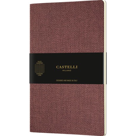 Libreta Castelli 13x21cm Harris Mapl Red raya 64 hojas