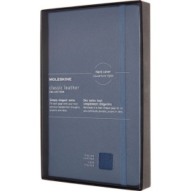 Libreta de Cuero Azul De Rayas 13X21CM