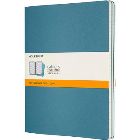 Libreta Moleskine Cahier Azul 19X25 CM de Rayas Paquete Con 3