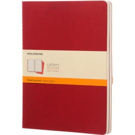 Libreta Moleskine Cahier Roja 19X25 CM de Rayas Paquete Con 3