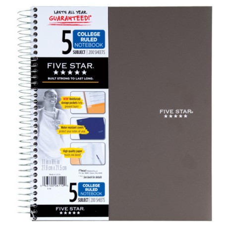 Cuaderno profesional Five Star 5 materias raya 200 hojas